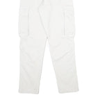 ZARA Mens White Cotton Blend Regular Cargo Trousers W30 L30 Utility Pocket Zip
