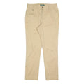 LAUREN RALPH LAUREN Womens Cotton Blend Beige Slim Straight Trousers W32 L30