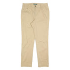LAUREN RALPH LAUREN Womens Cotton Blend Beige Slim Straight Trousers W32 L30