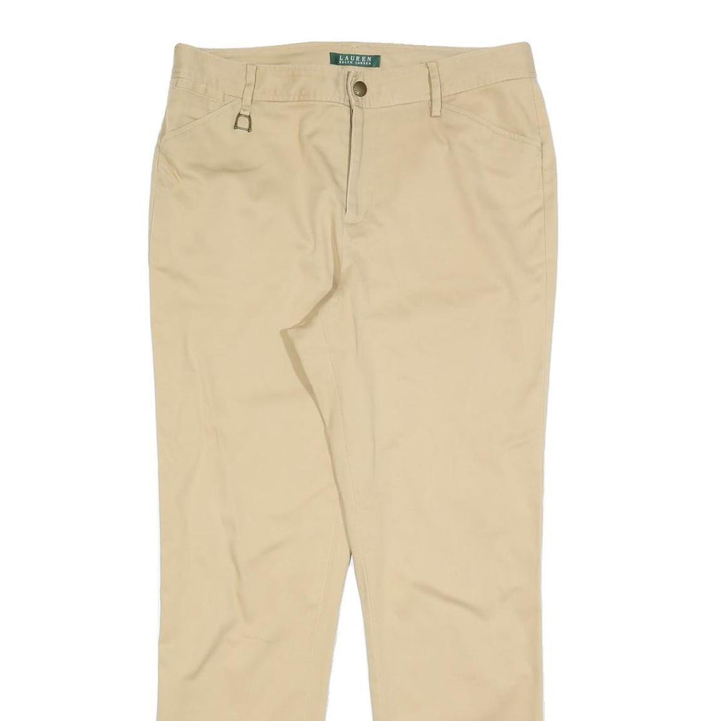LAUREN RALPH LAUREN Womens Cotton Blend Beige Slim Straight Trousers W32 L30