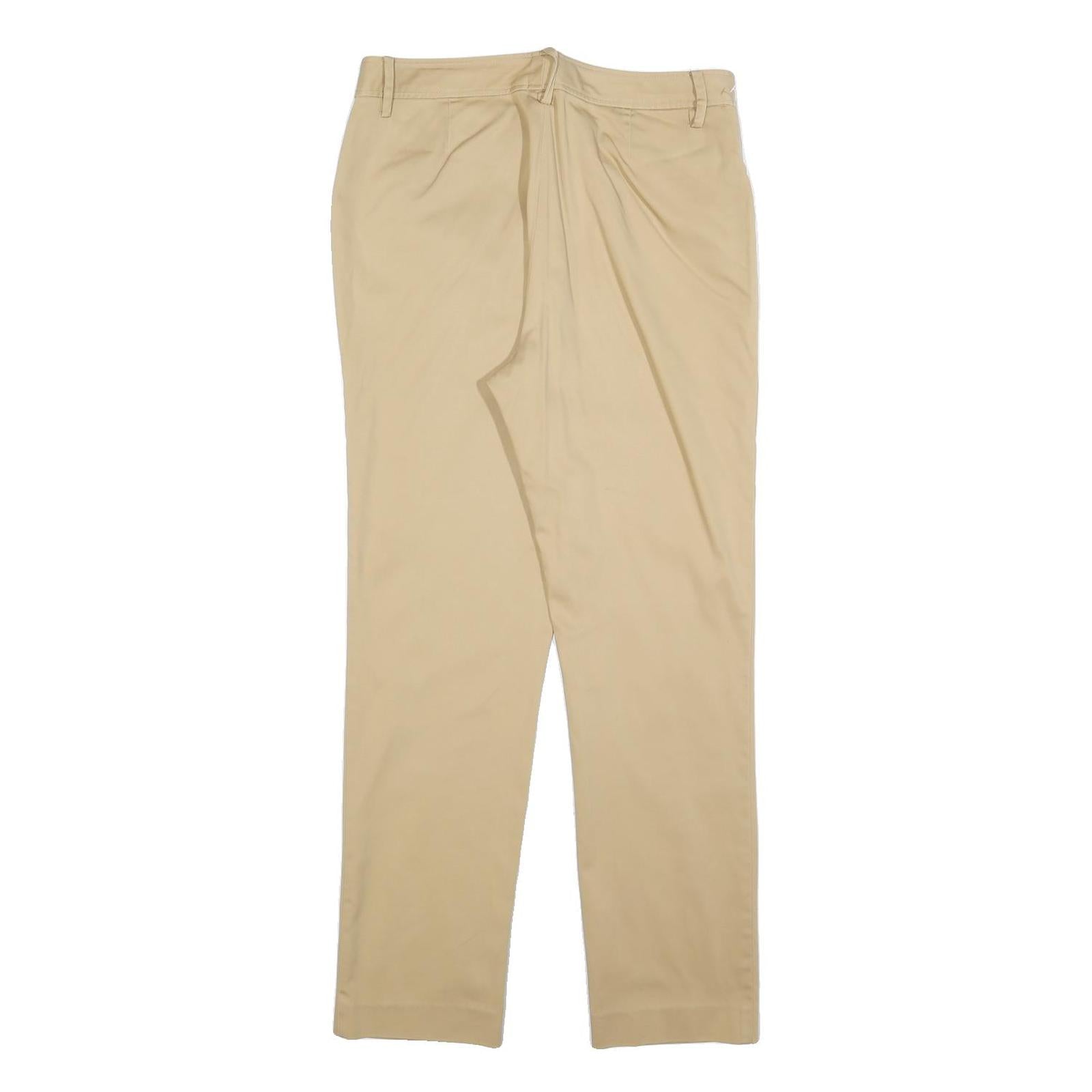 LAUREN RALPH LAUREN Womens Cotton Blend Beige Slim Straight Trousers W32 L30