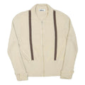 USHA Mens Cream & Brown Patterned Zip-Up Jumper Full Zip Plain Crew Neck M