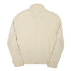 USHA Mens Cream & Brown Patterned Zip-Up Jumper Full Zip Plain Crew Neck M