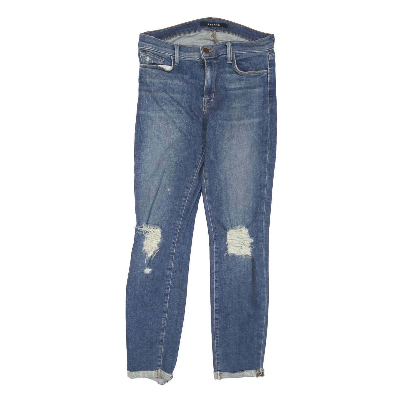 J BRAND Womens Blue Denim Regular Skinny Jeans W28 L26 Distressed Frayed Hem