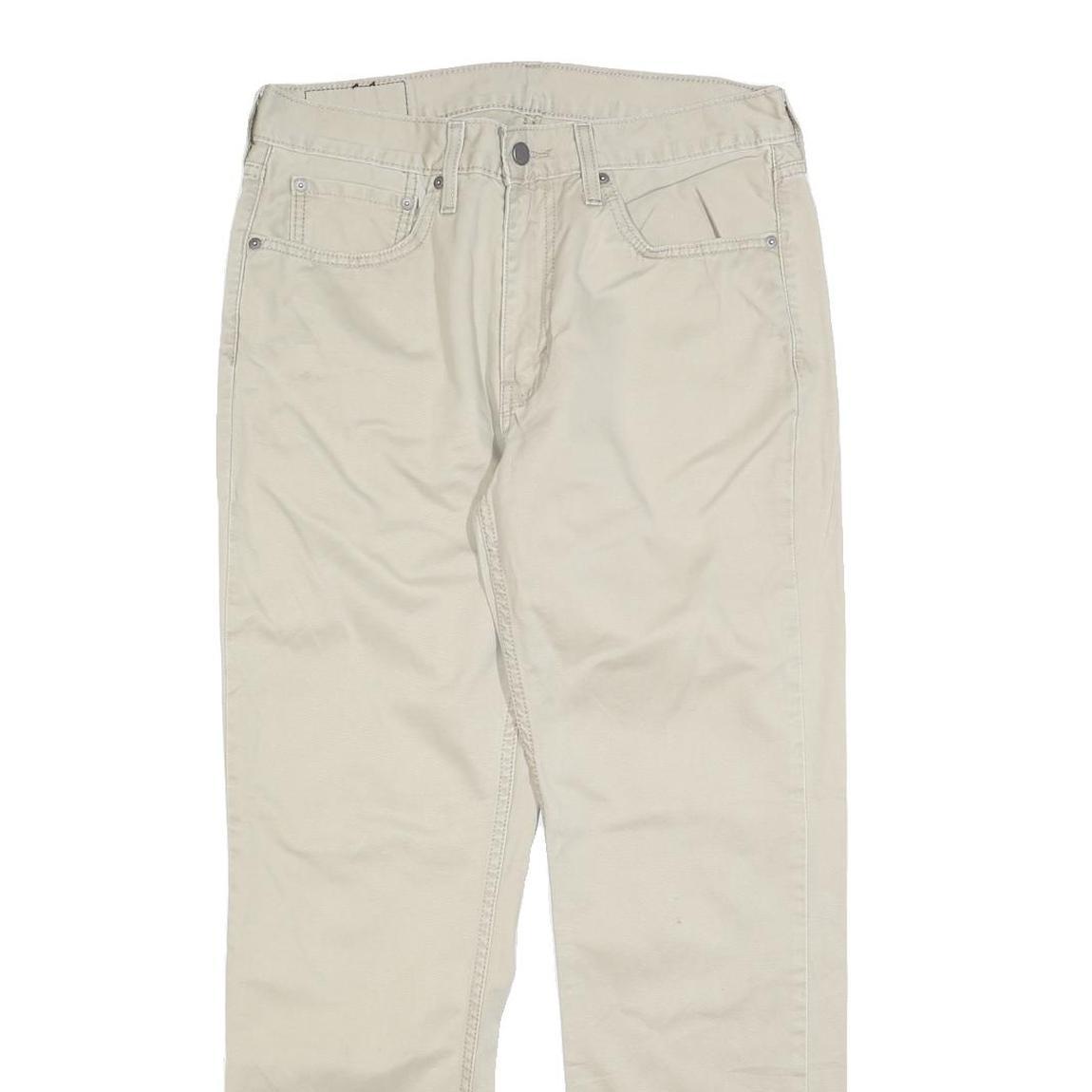 LEVI'S Mens Regular Fit Beige Cotton Blend Trousers W32 L30 Classic Zip Pocket