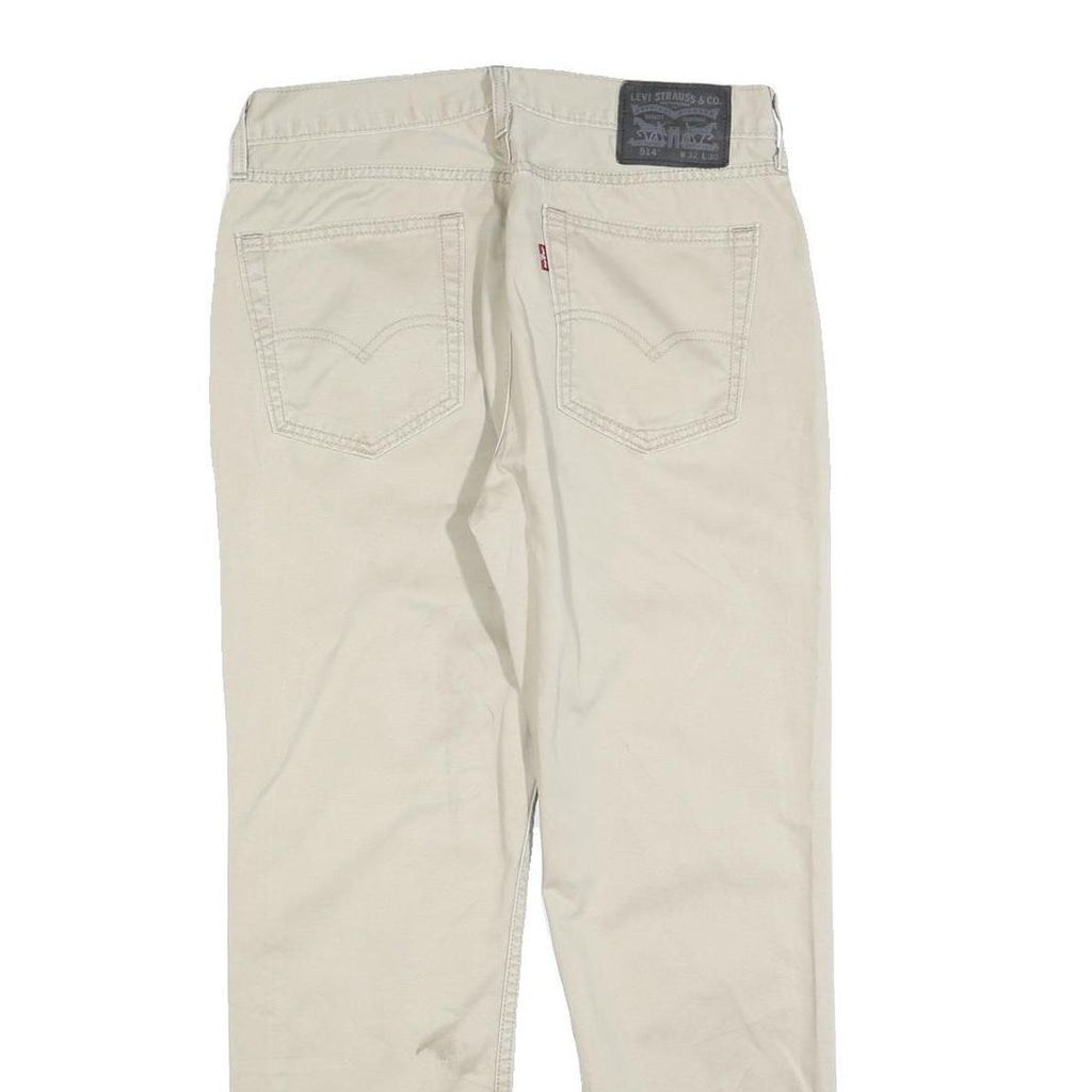 LEVI'S Mens Regular Fit Beige Cotton Blend Trousers W32 L30 Classic Zip Pocket
