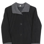 Womens Black & Grey Button Wool Blend Jacket UK 12 Classic Long Sleeve Plain