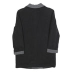 Womens Black & Grey Button Wool Blend Jacket UK 12 Classic Long Sleeve Plain