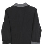 Womens Black & Grey Button Wool Blend Jacket UK 12 Classic Long Sleeve Plain