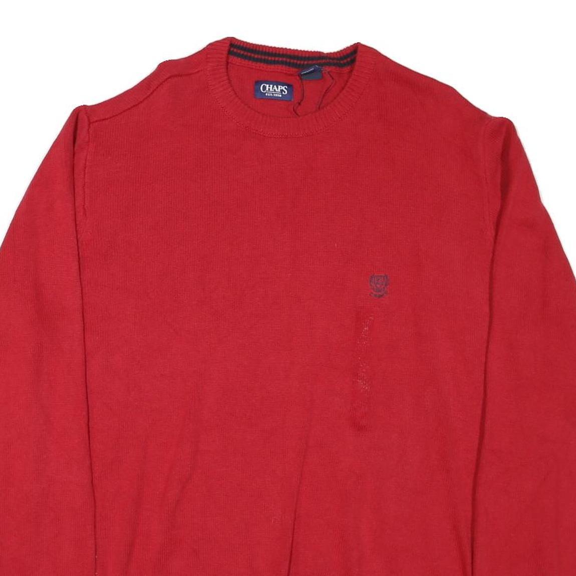 CHAPS Mens Red Plain Crew Neck Basic Knit 2XL Cotton Blend Jumper Comfortable