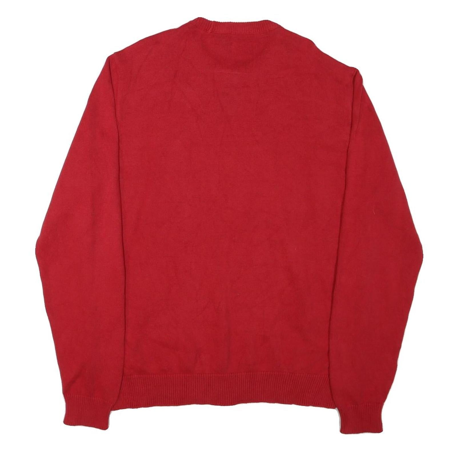 CHAPS Mens Red Plain Crew Neck Basic Knit 2XL Cotton Blend Jumper Comfortable