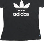 ADIDAS Womens Black Graphic T-Shirt UK 10 Short Sleeve Crew Neck Logo