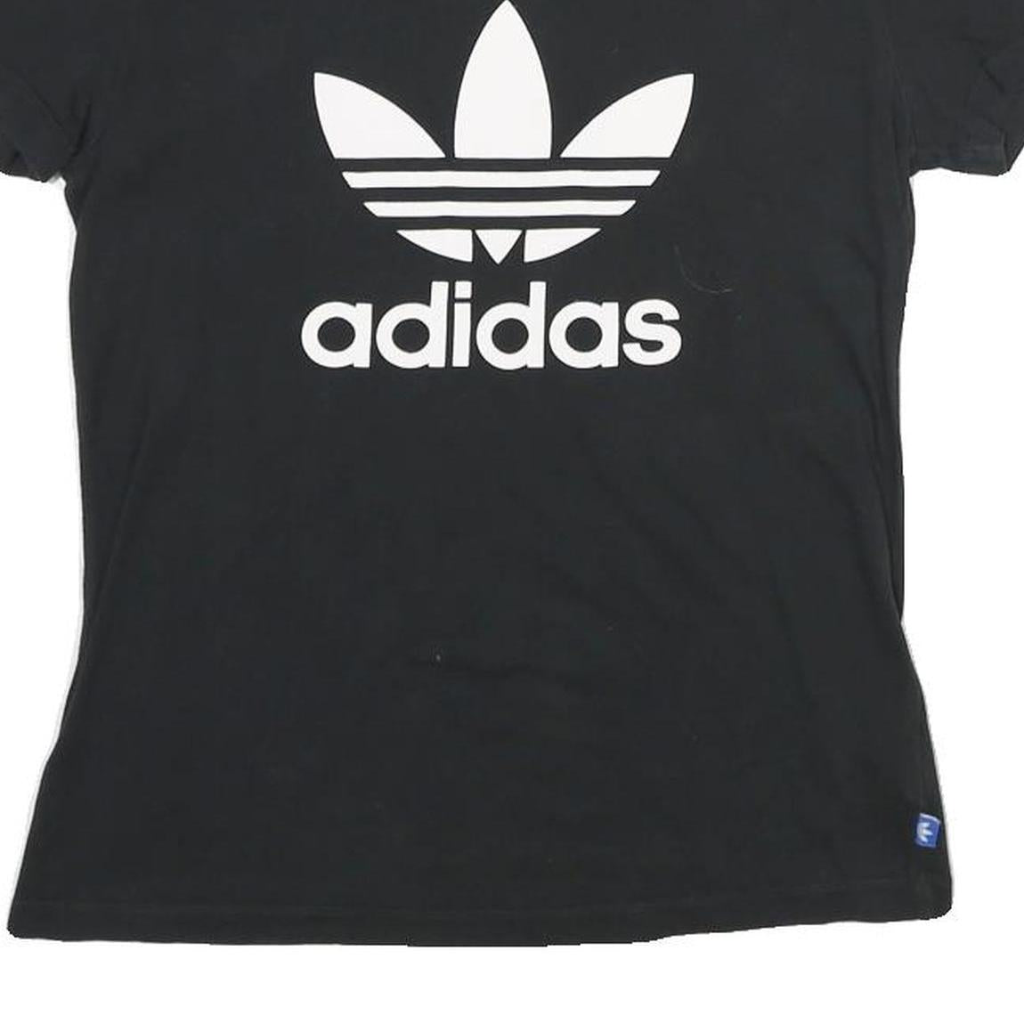 ADIDAS Womens Black Graphic T-Shirt UK 10 Short Sleeve Crew Neck Logo