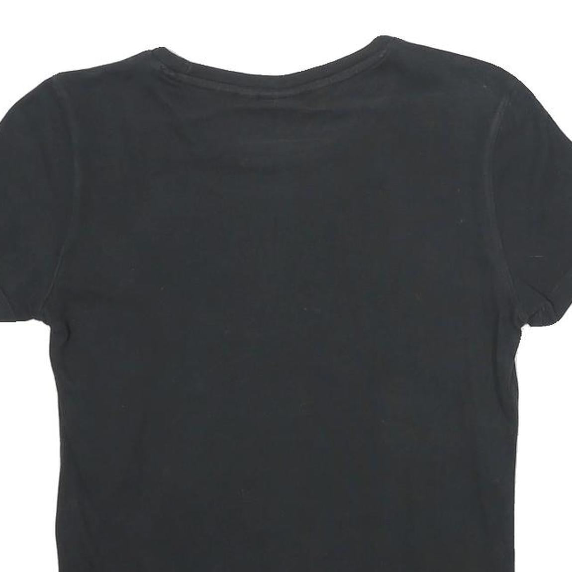 ADIDAS Womens Black Graphic T-Shirt UK 10 Short Sleeve Crew Neck Logo