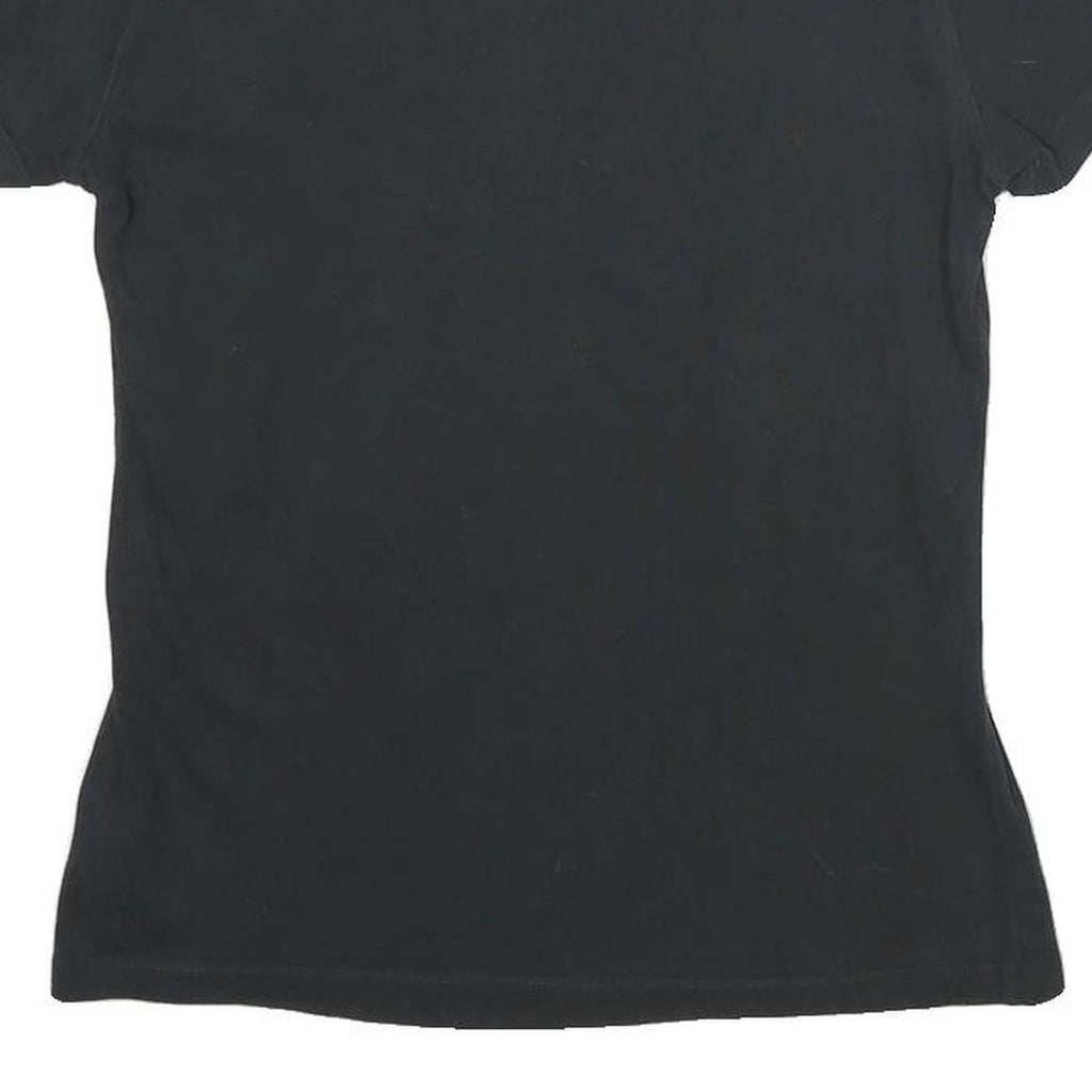 ADIDAS Womens Black Graphic T-Shirt UK 10 Short Sleeve Crew Neck Logo