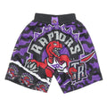 MITCHELL & NESS Mens Toronto Raptors Black & Purple Sports Basketball Shorts XS