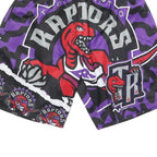 MITCHELL & NESS Mens Toronto Raptors Black & Purple Sports Basketball Shorts XS