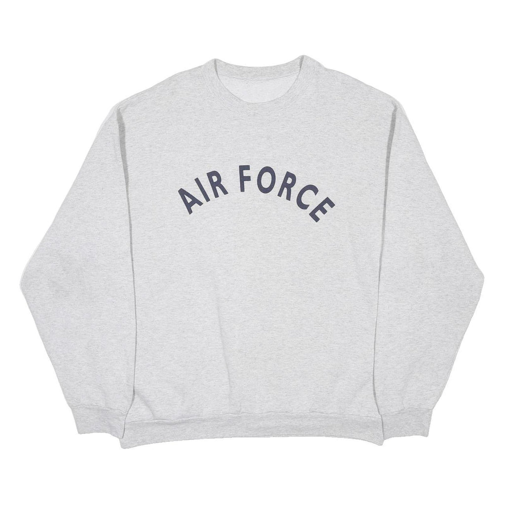 Mens Grey Sweatshirt Air Force Crew Neck L Cotton Blend Casual Pullover