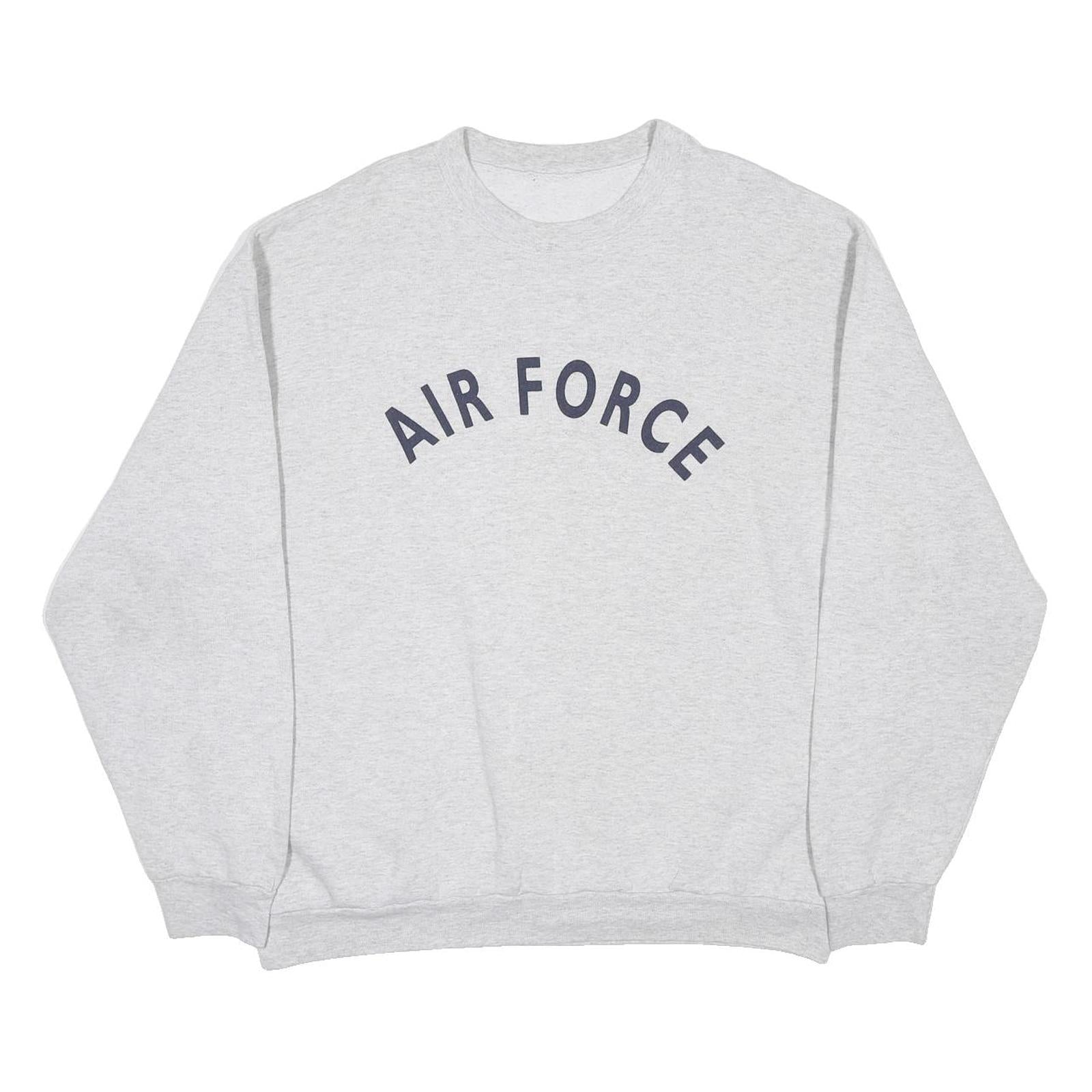 Mens Grey Sweatshirt Air Force Crew Neck L Cotton Blend Casual Pullover