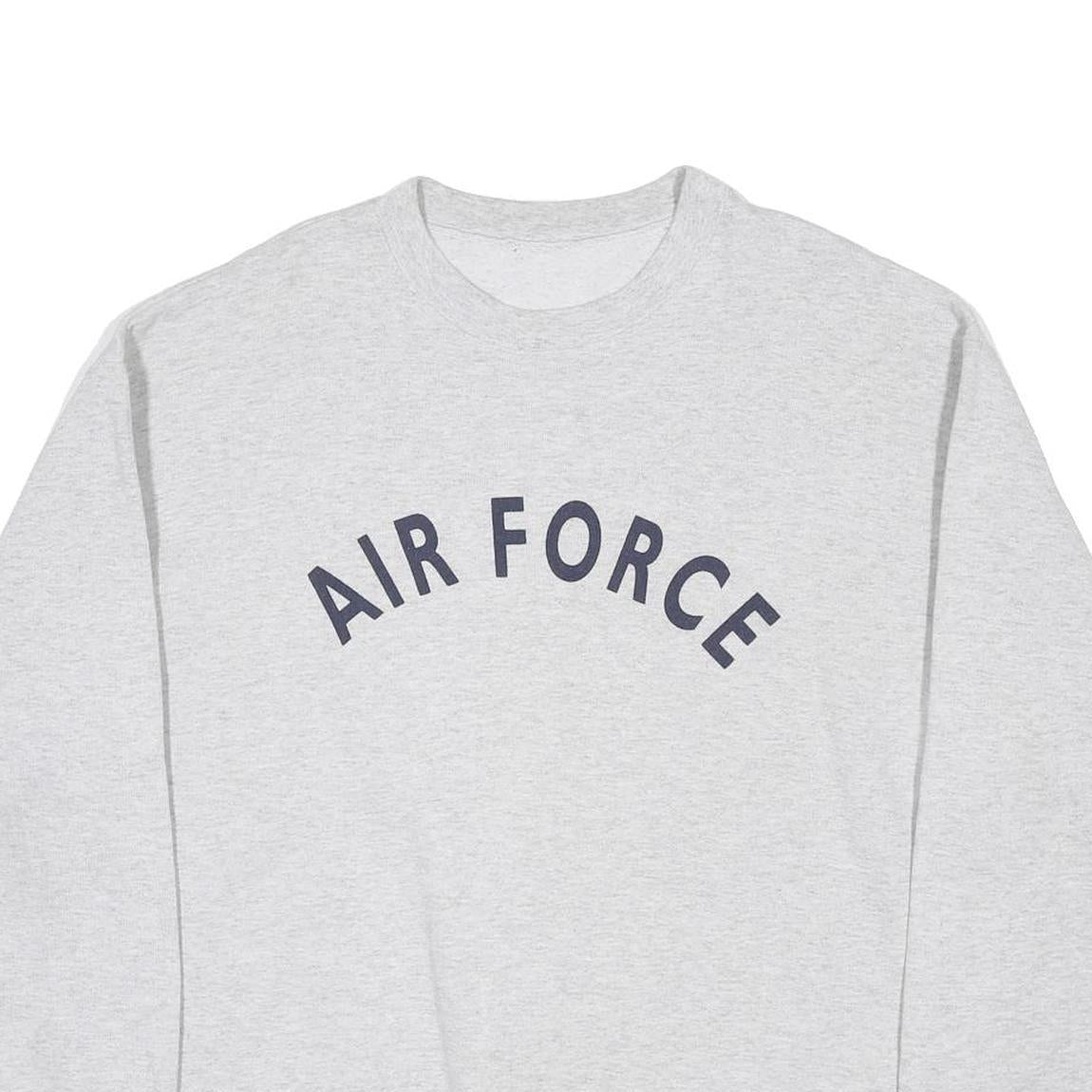 Mens Grey Sweatshirt Air Force Crew Neck L Cotton Blend Casual Pullover