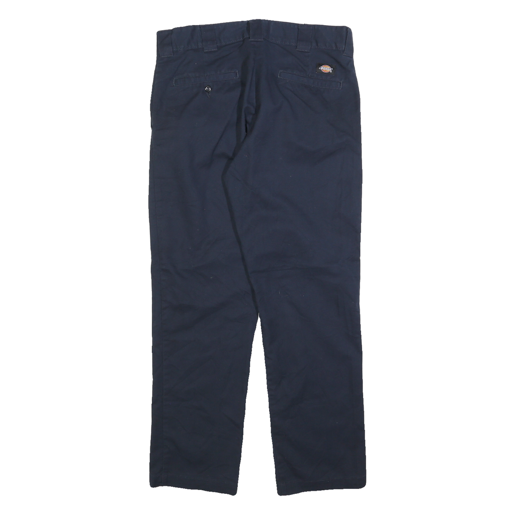 DICKIES Mens Regular Fit Navy Blue Cotton Blend Straight Trousers W31 L30
