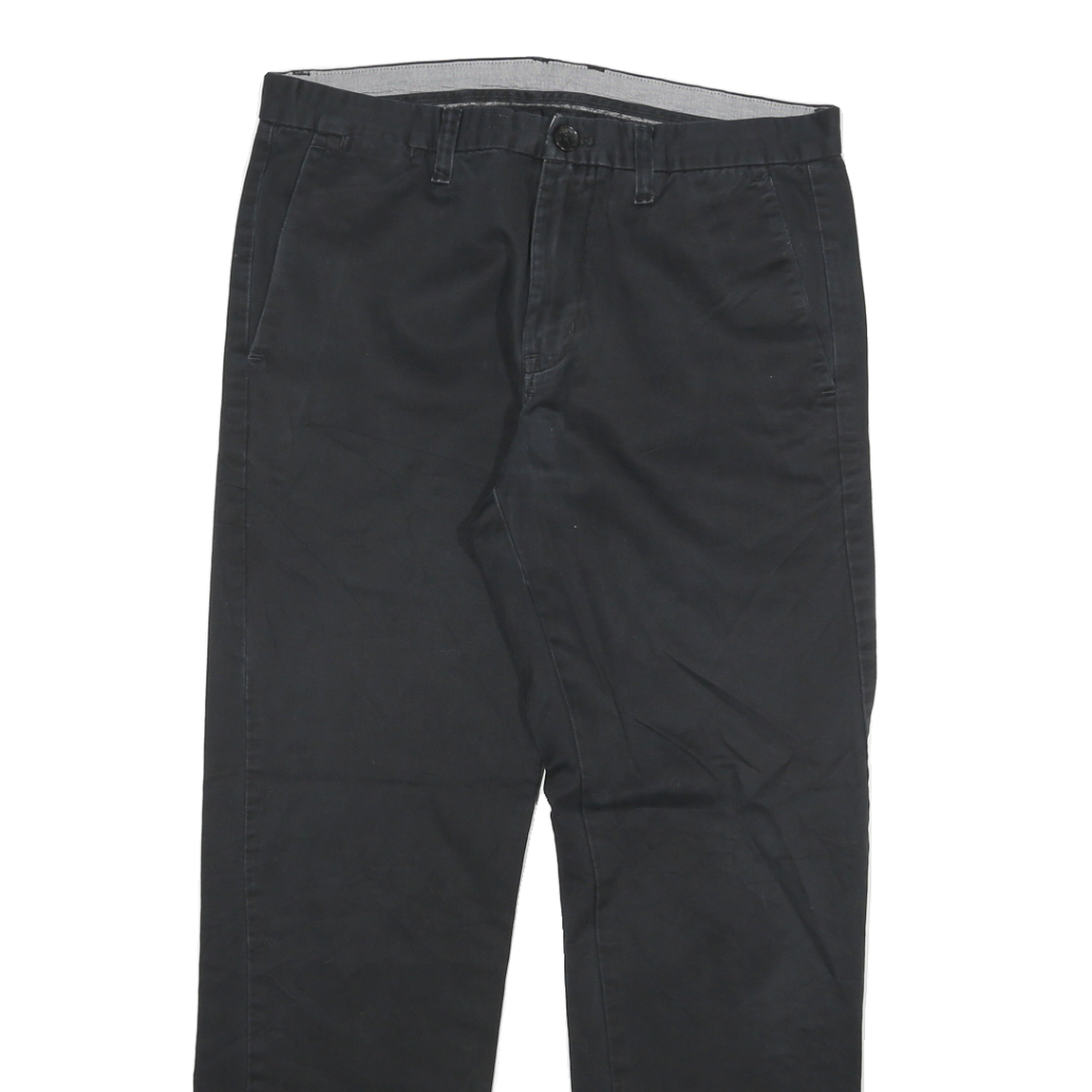 CALVIN KLEIN Womens Cotton Blend Black Slim Straight Trousers W29 L26 Stylish