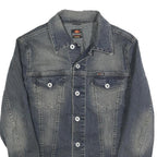ENERGIE Mens Blue Denim Jacket S Cotton Blend Button Plain Classic Fit