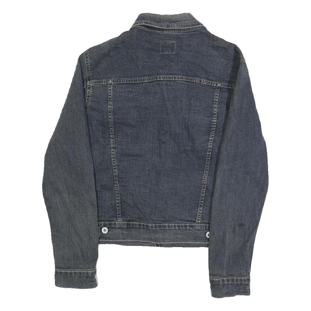 ENERGIE Mens Blue Denim Jacket S Cotton Blend Button Plain Classic Fit
