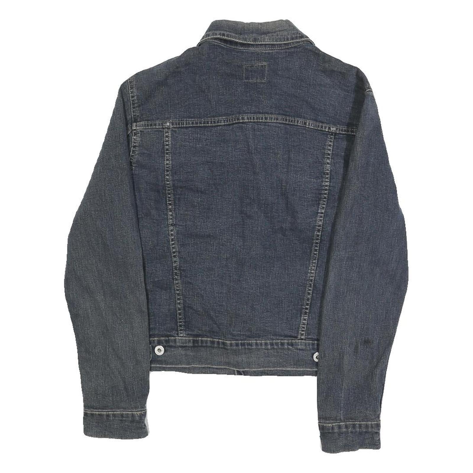 ENERGIE Mens Blue Denim Jacket S Cotton Blend Button Plain Classic Fit