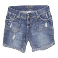 MAURICES Womens Denim Blue Casual Shorts M W28 Distressed Double Button