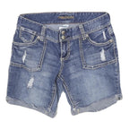 MAURICES Womens Denim Blue Casual Shorts M W28 Distressed Double Button