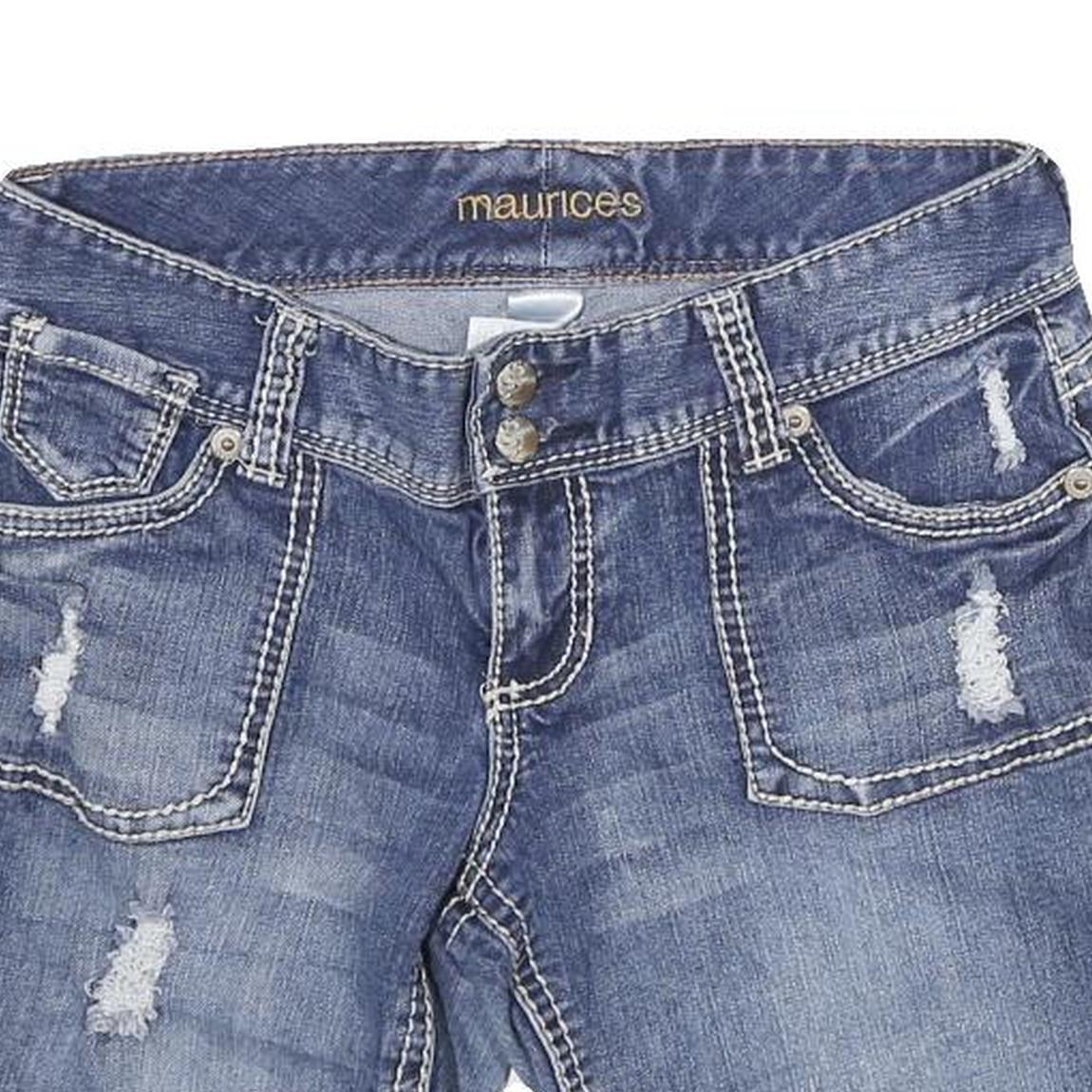 MAURICES Womens Denim Blue Casual Shorts M W28 Distressed Double Button