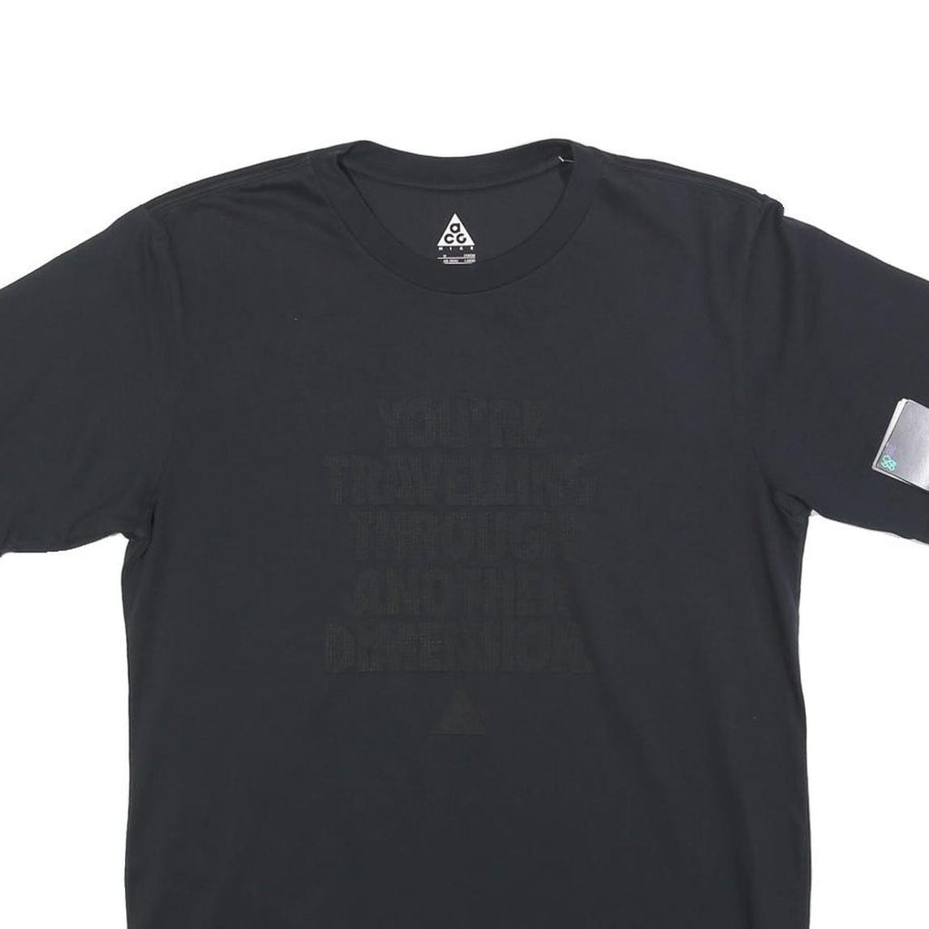 NIKE Mens Black Graphic T-Shirt M Short Sleeve Crew Neck Cotton Blend Casual