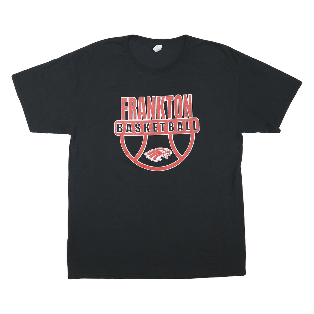 Mens Black Frankton Basketball Graphic T-Shirt L Short Sleeve Crew Neck
