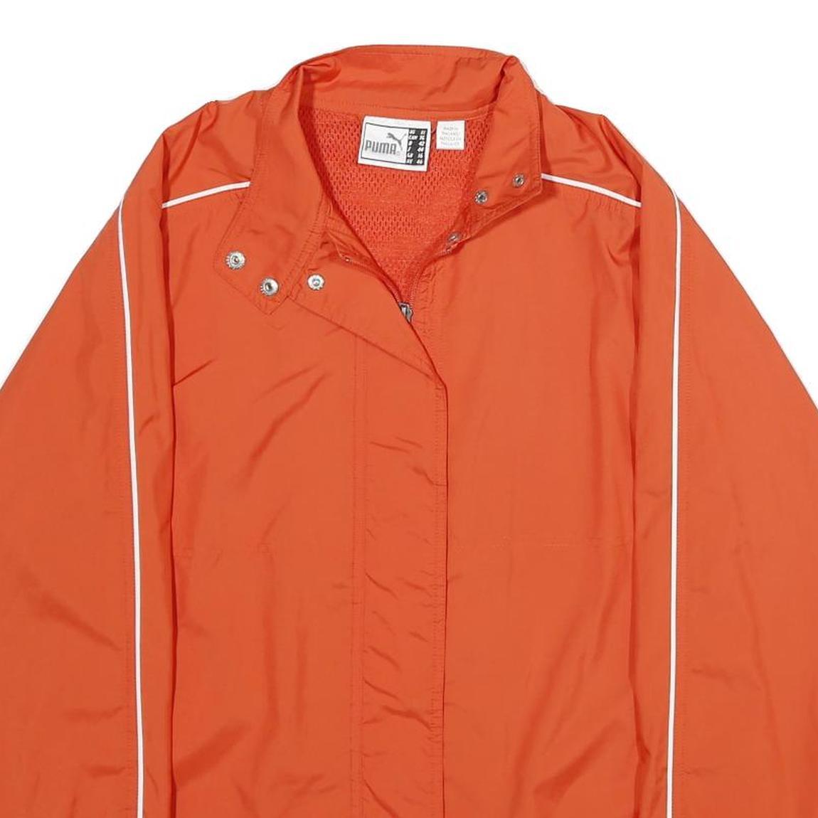 PUMA Womens Orange Zip Jacket UK 16 Polyester Plain Lightweight Sportswear