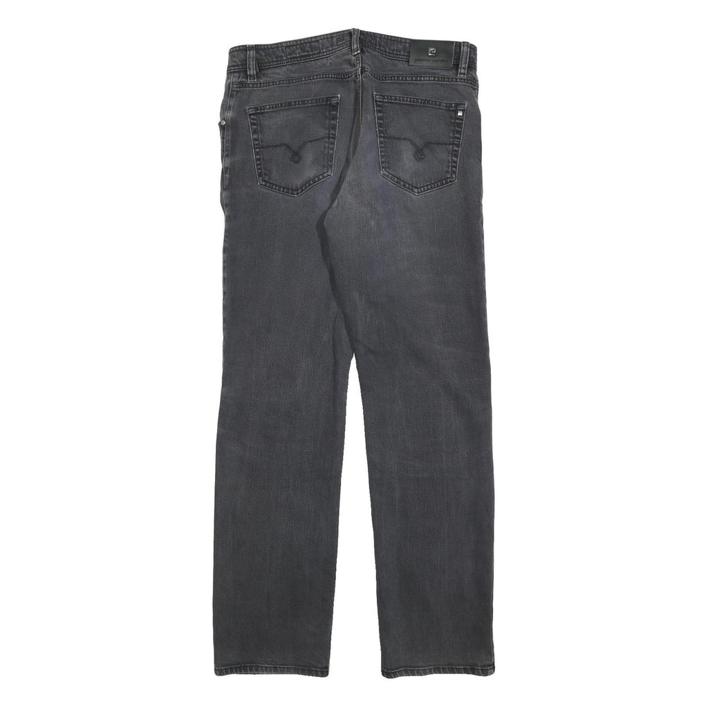 PIERRE CARDIN Mens Regular Fit Black Denim Jeans W36 L34 Classic Cotton Zip