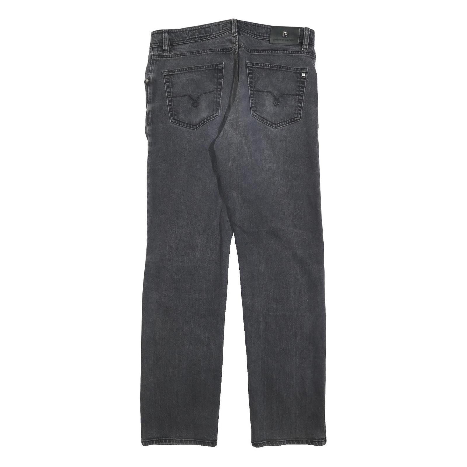 PIERRE CARDIN Mens Regular Fit Black Denim Jeans W36 L34 Classic Cotton Zip