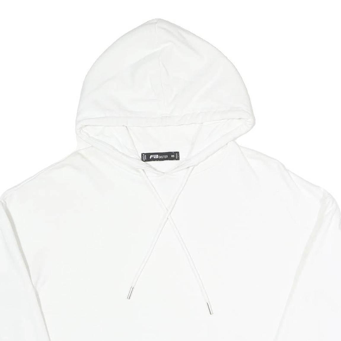 FBSISTER Womens White Pullover Hoodie XS Cropped Cotton Blend Sweatshirt