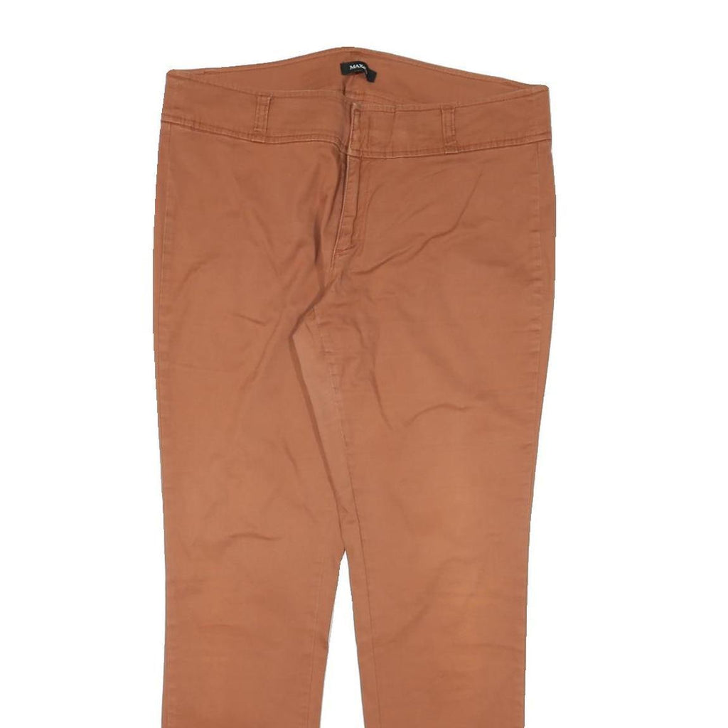 MAX MARA Womens Cotton Blend Slim Fit Orange Trousers W34 L29 Stylish Zip