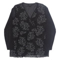 Womens Printed Top Black V-Neck Long Sleeve Floral 3XL