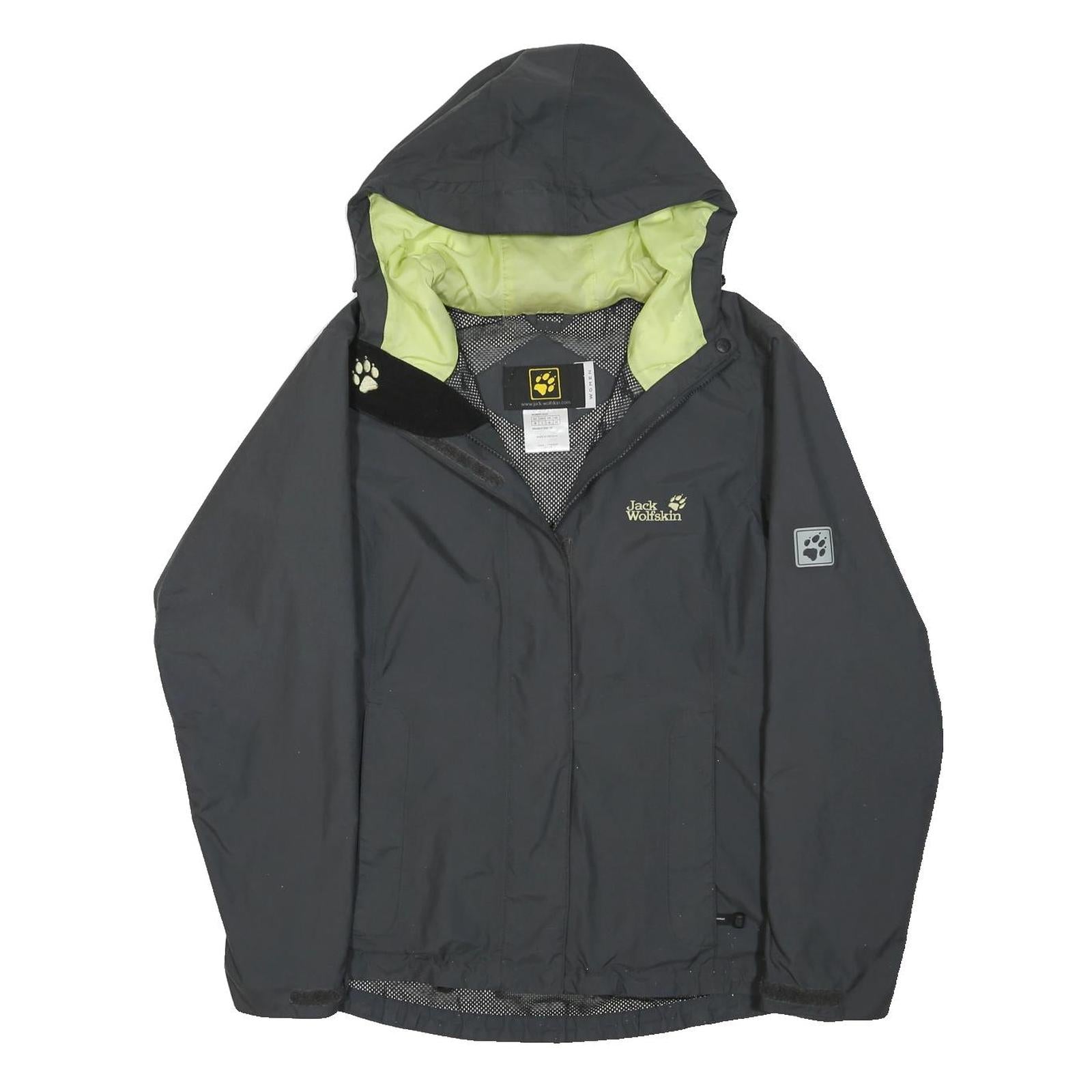 JACK WOLFSKIN Womens Black Outdoor Jacket M Polyester Blend Hooded Zip