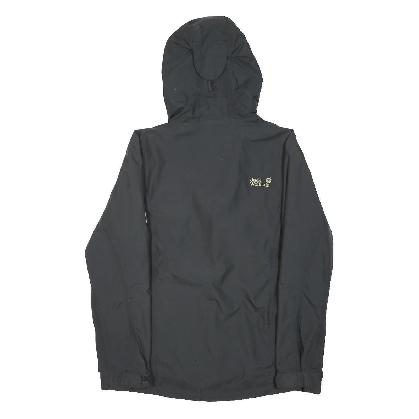 JACK WOLFSKIN Womens Black Outdoor Jacket M Polyester Blend Hooded Zip