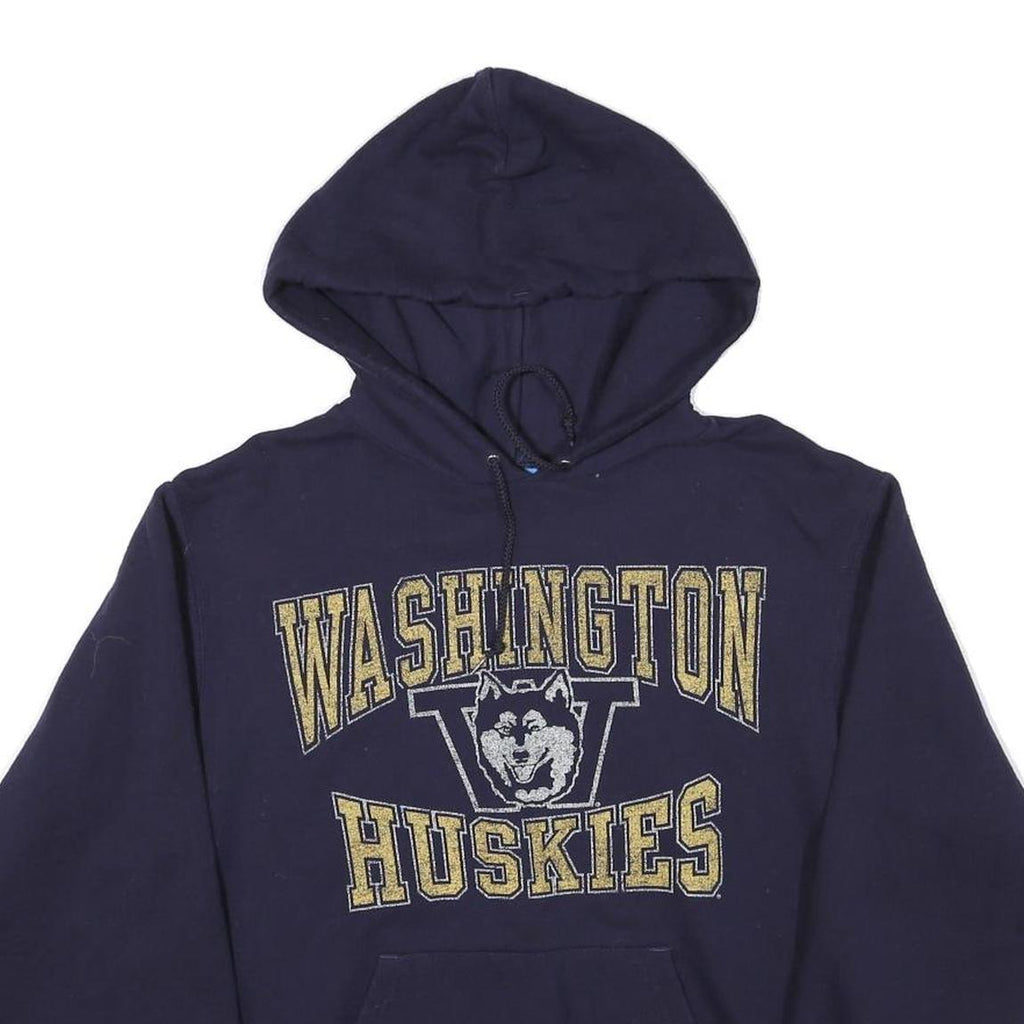 CHAMPION Mens Navy Washington Huskies Pullover Hoodie S Cotton Blend