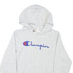 CHAMPION Mens Grey Hoodie S Cotton Blend Pullover Classic Logo Sweatshirt