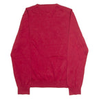 TOMMY HILFIGER Mens Jumper Red Crew Neck Tight Knit L