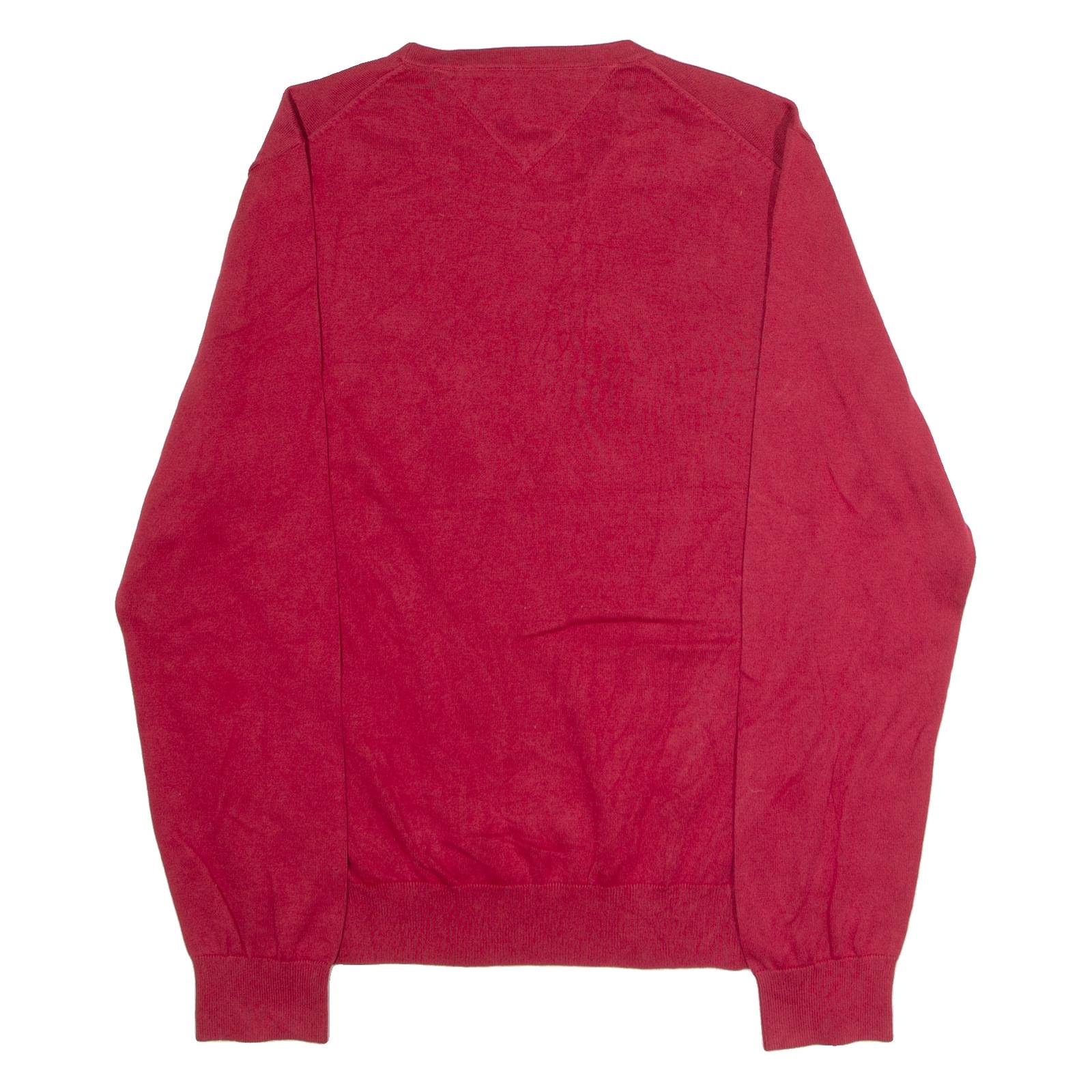 TOMMY HILFIGER Mens Jumper Red Crew Neck Tight Knit L