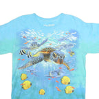LIQUID BLUE Mens Blue & Green Turtle Graphic T-Shirt M Short Sleeve Crew Neck
