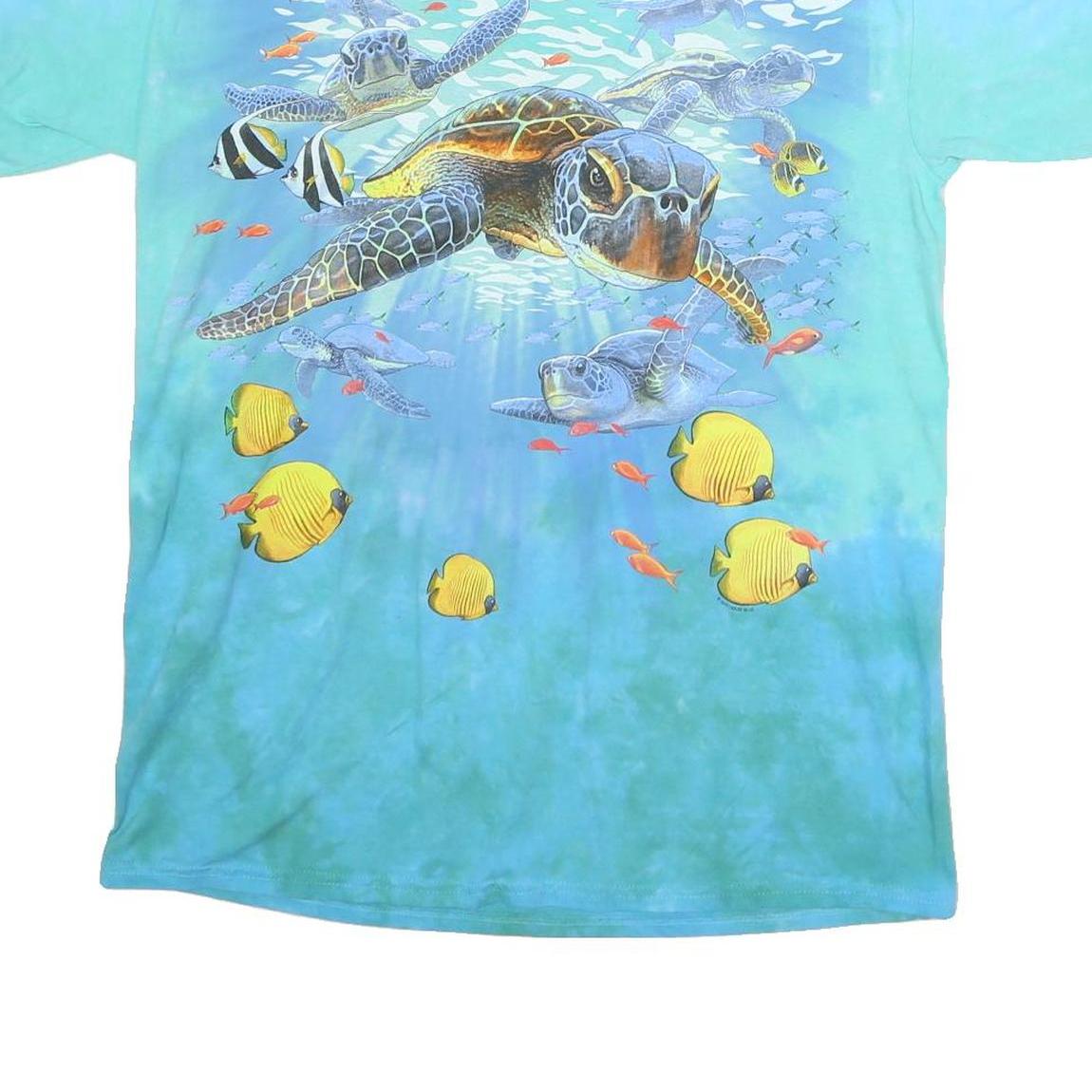 LIQUID BLUE Mens Blue & Green Turtle Graphic T-Shirt M Short Sleeve Crew Neck