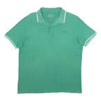 LOTTO Mens Green Short Sleeve Plain Polo Shirt L Cotton Blend Classic Fit