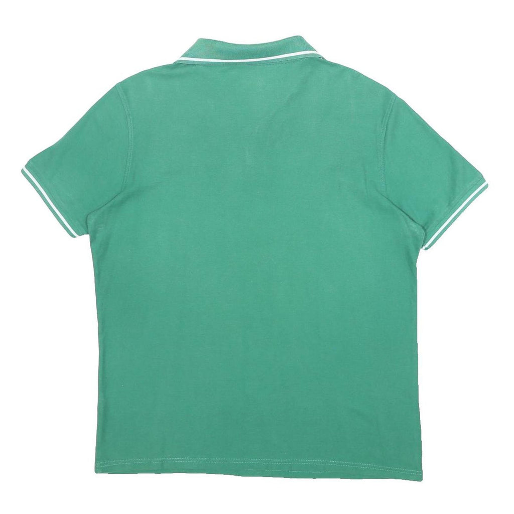 LOTTO Mens Green Short Sleeve Plain Polo Shirt L Cotton Blend Classic Fit